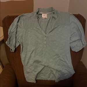 Knox Rose Dusty Blue Smocked Blouse